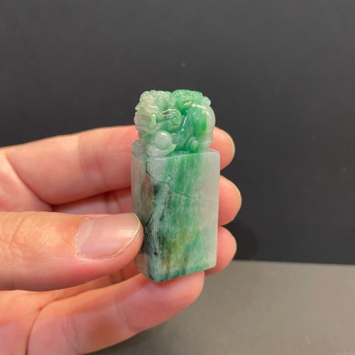元元圓滾滾 水晶手鍊 瀚玉珠寶 天然翡翠 花青貔貅印章 翡翠花青 天然花青緬甸玉印章