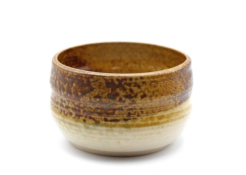 Hand-pulled coffee yellow ceramic matcha bowl/rice bowl/moss tee/moss ball flower pot - ถ้วยชาม - ดินเผา สีเหลือง