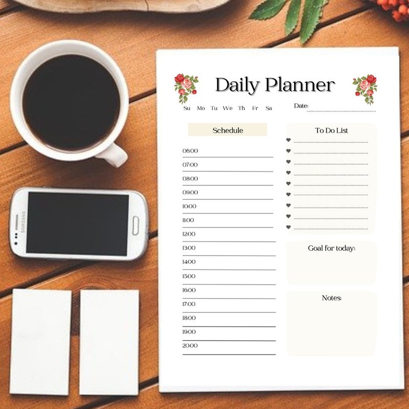 Digital File Daily Planner To do list Downloadable File PDF Print 8.5x11 inch - 其他數位商品 - 其他材質 