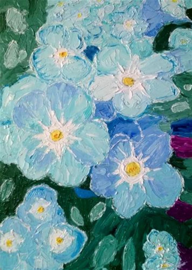 Forget-me-nots, Original oil painting - 壁貼/牆壁裝飾 - 其他材質 