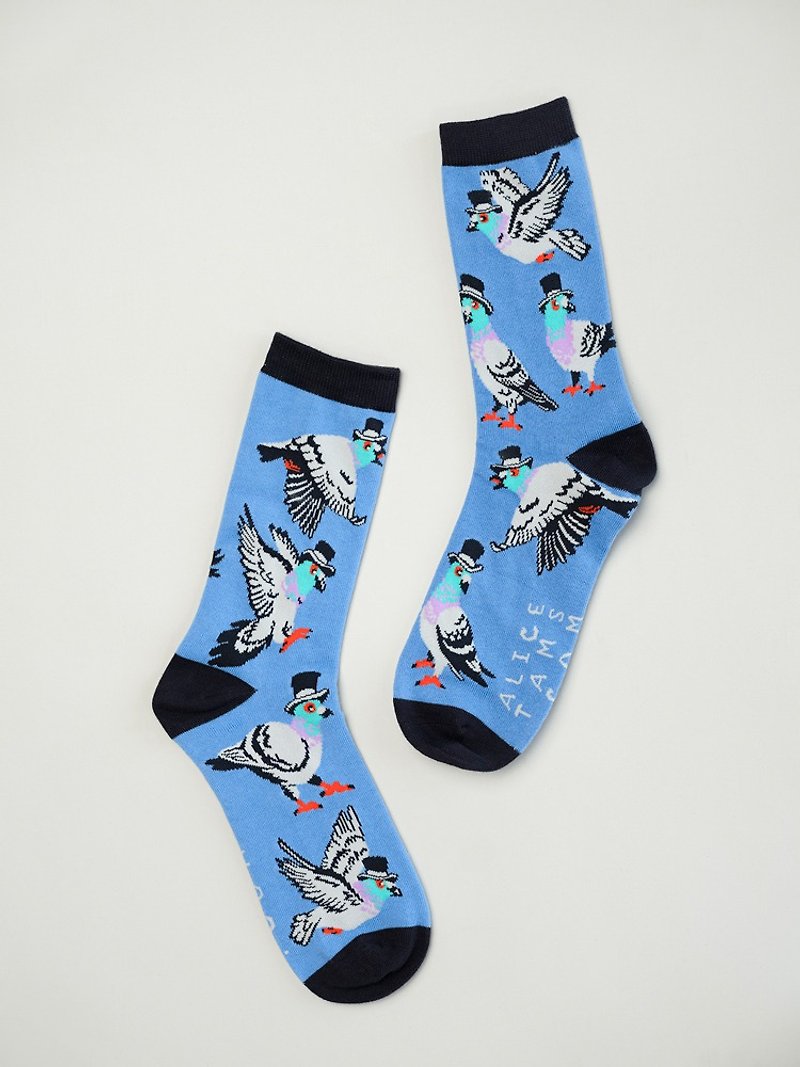 Pigeon Socks! Birds in Hats Pigeons in Top Hats socks - ถุงเท้า - วัสดุอื่นๆ 