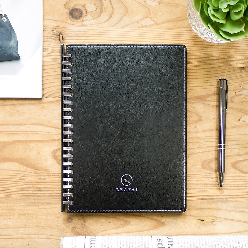 Peaceful。A5 Removable Binder Notebook with Plastic Slide - Black - Notebooks & Journals - Paper Black