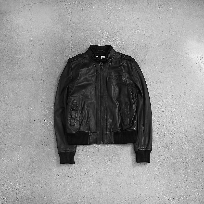 Vintage Leather  Jacket - เสื้อโค้ทผู้ชาย - วัสดุอื่นๆ สีดำ