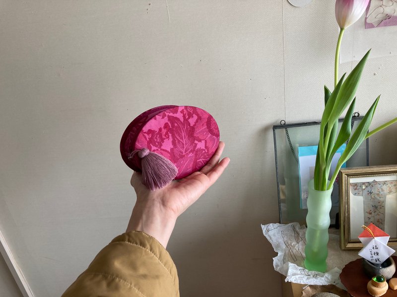 OVAL bag mini  pink botanical - 錢包/皮夾/長短夾 - 其他材質 粉紅色