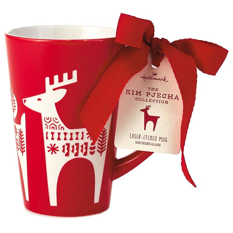 麋幻聖誕浮雕馬克杯【Hallmark-禮品 聖誕節系列】 - 咖啡杯/馬克杯 - 瓷 紅色