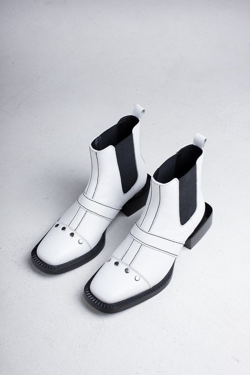 PLACEBO WHITE CROSS BOOT - Women's Booties - Genuine Leather White