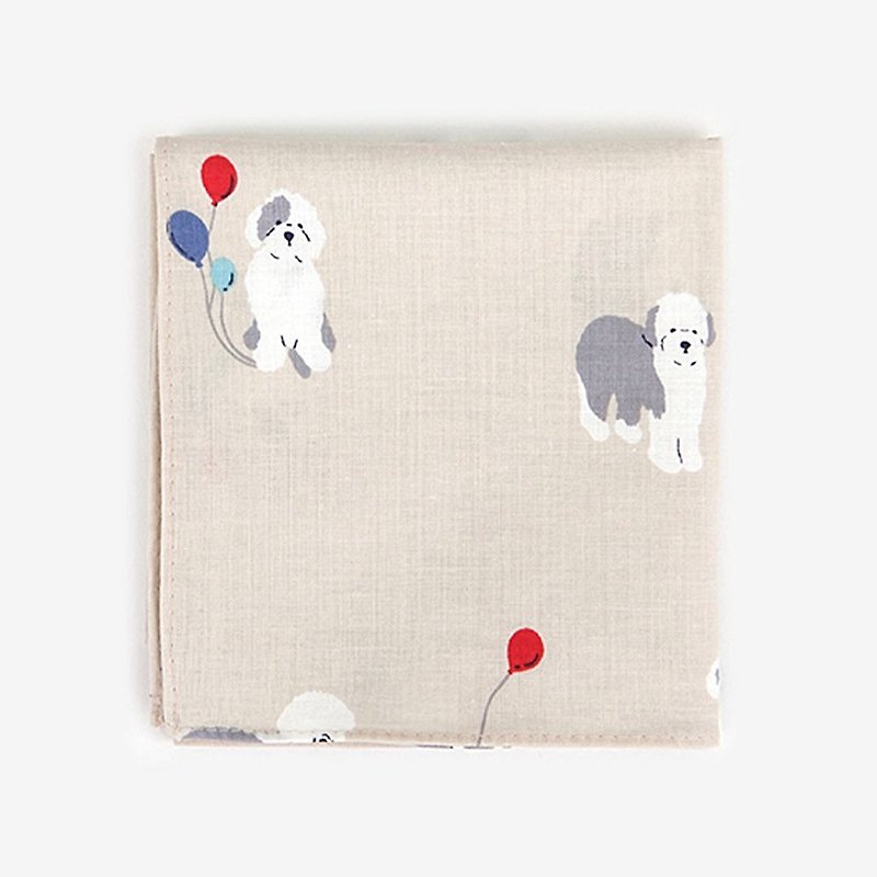 Nordic wind cotton handkerchief - 42 dog paradise, E2D03053 - ผ้าเช็ดหน้า - ผ้าฝ้าย/ผ้าลินิน สีกากี