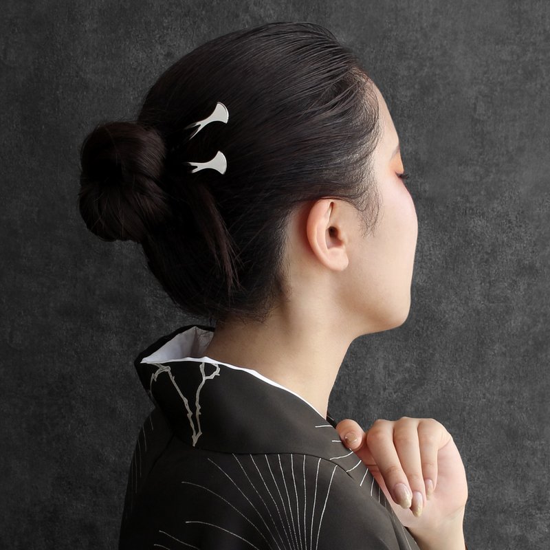 KANZASHI 簪 【koiki Petit Series / Hira-Silver】 - 髮圈/髮夾 - 不鏽鋼 銀色