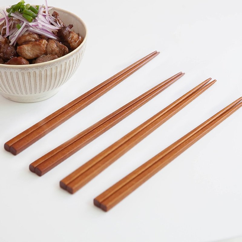 Korean natural solid wood chopsticks 4 pairs of tableware/chopstick set/wooden tableware/wood/wooden chopsticks/environmentally friendly chopsticks - ตะเกียบ - ไม้ 