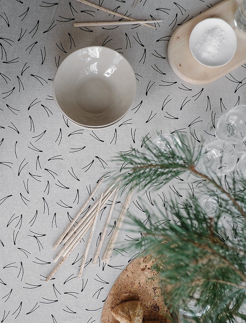 Scandinavian designer style-tablecloth BARR TABLECLOTH, NATURE/BLACK (137x137cm) - Place Mats & Dining Décor - Cotton & Hemp 
