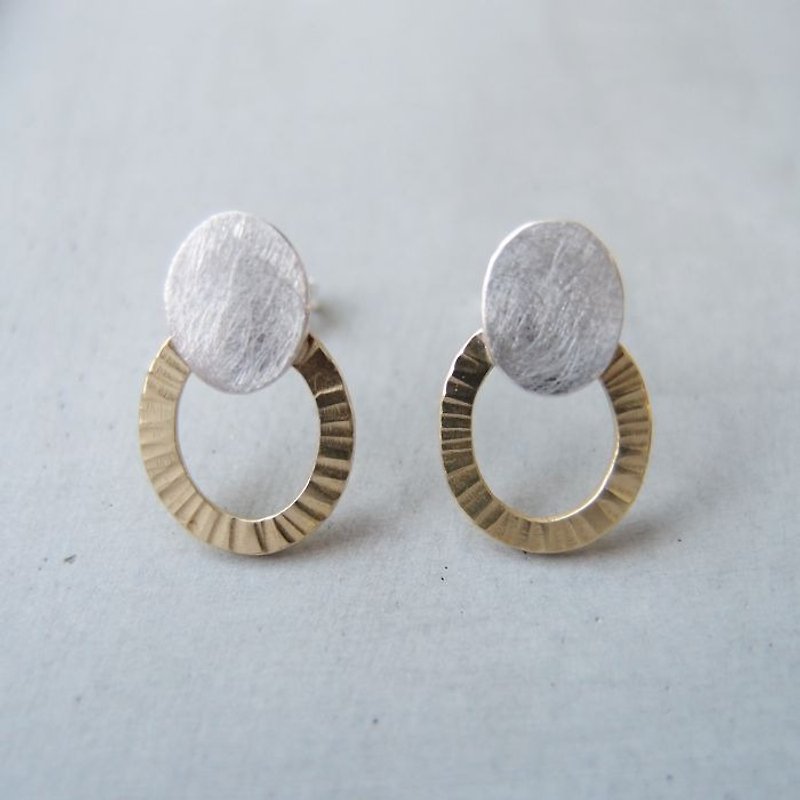 Geometric oval bimetal earrings - Earrings & Clip-ons - Other Metals 