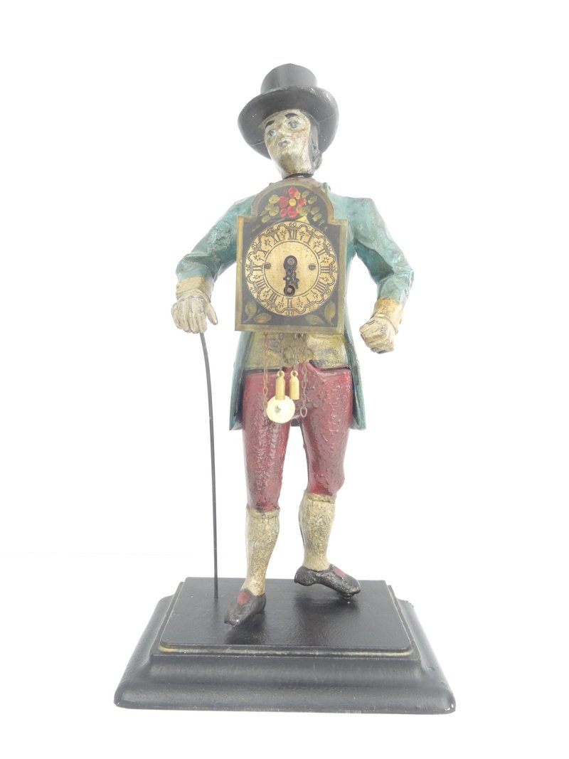 Dutch Vintage Antique Figure Clock Seller Man of Time Rare - 時鐘/鬧鐘 - 木頭 多色