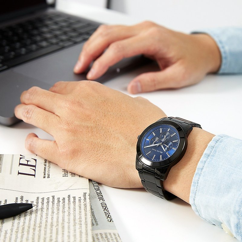 [Increase] RELAX TIME three-eye watch-blue (R0800-16-07X) - นาฬิกาผู้ชาย - สแตนเลส สีน้ำเงิน