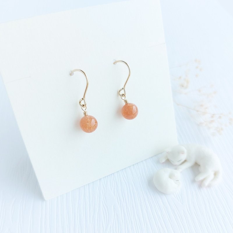 Star Cat's Eye Stone x 14KGF Earrings - Earrings & Clip-ons - Semi-Precious Stones Orange