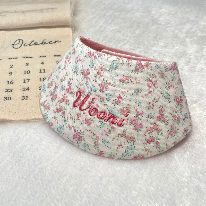 污泥手作  刺繡-碎花圓領巾  寵物領巾 - 客製化寵物商品 - 棉．麻 