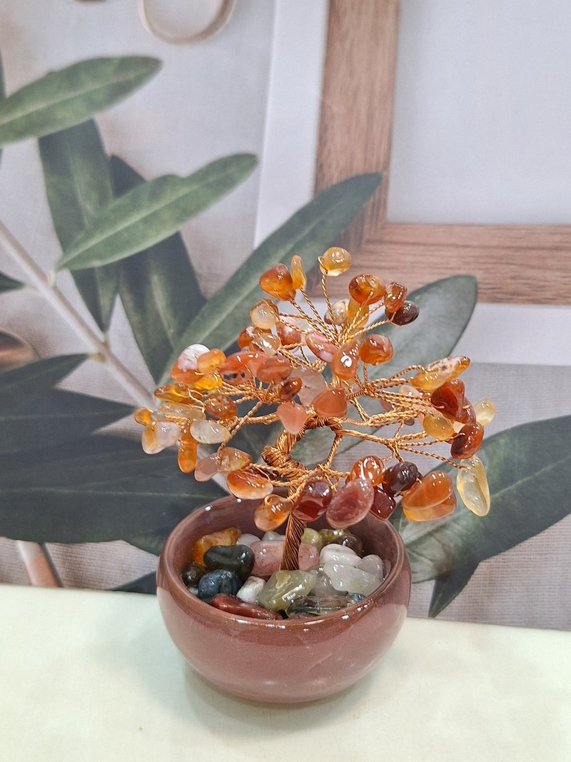 紅瑪瑙陶瓷盆水晶樹 - 擺飾/家飾品 - 水晶 
