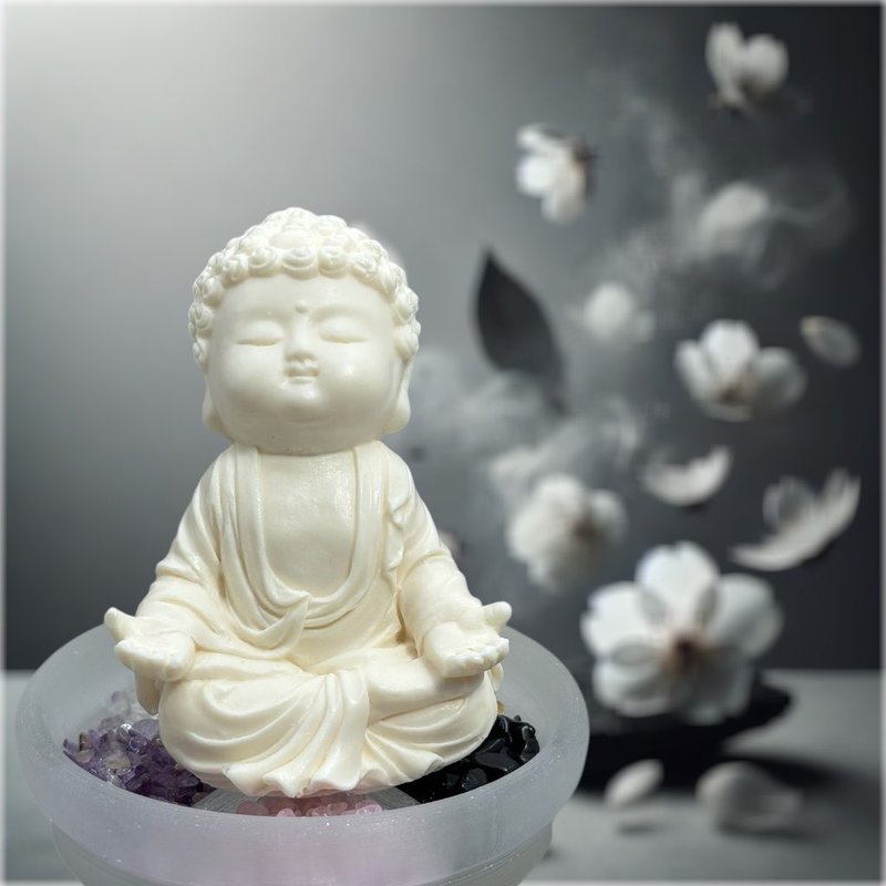 Crystal diffuser to bring good luck to the new year. Small Buddha and Serenity Small Plate Set with Essential Oil Fragrance is the first choice for gifts. - น้ำหอม - เรซิน ขาว