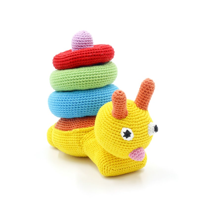 Snail toy, rainbow snail Waldorf educational autism toys, first toy for baby - 寶寶/兒童玩具/玩偶 - 棉．麻 