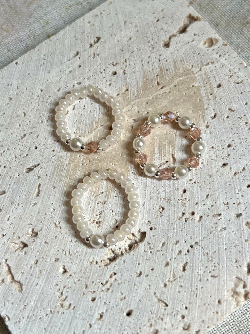 Basic Rings Set 2.0丨基礎款手工串珠戒指套裝 - 兩色 - 戒指 - 珍珠 