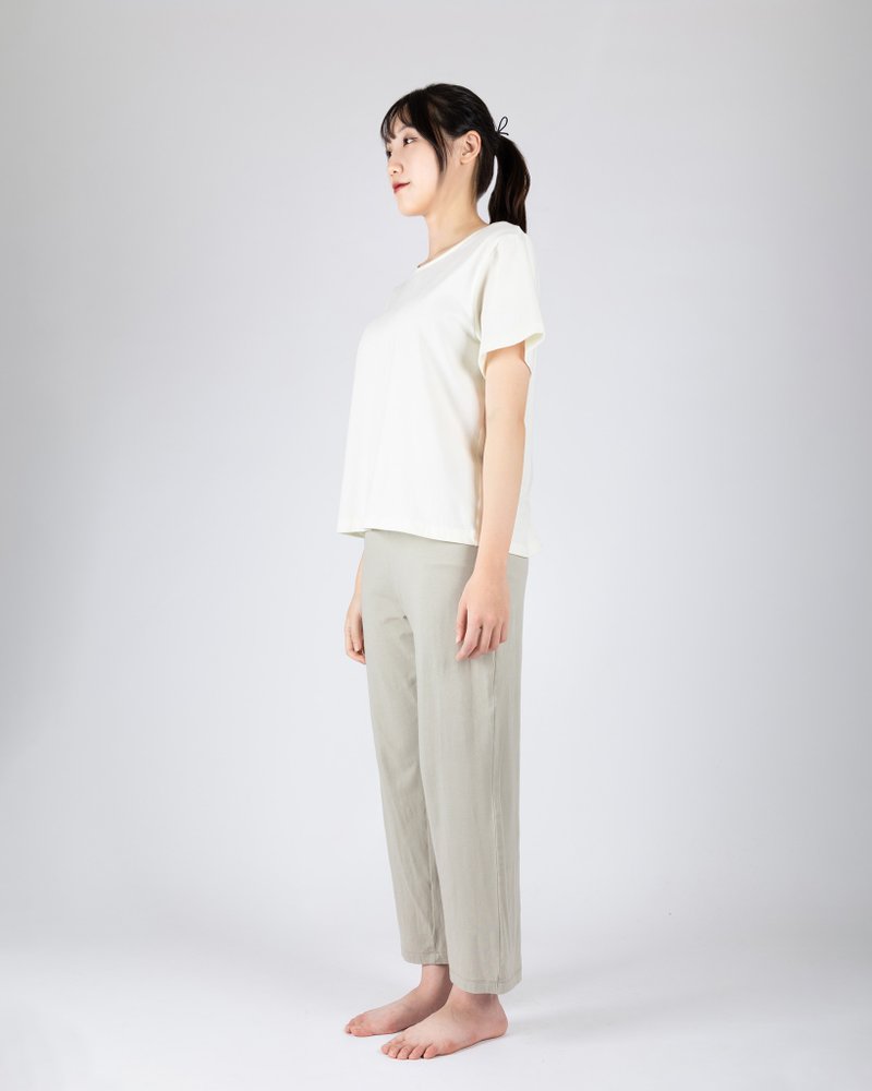 soufflé home trousers-2 colors in total - กางเกงขายาว - ผ้าฝ้าย/ผ้าลินิน ขาว