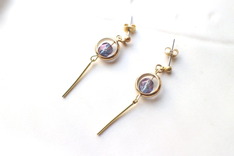 Little purple-brass earrings - Earrings & Clip-ons - Other Metals 