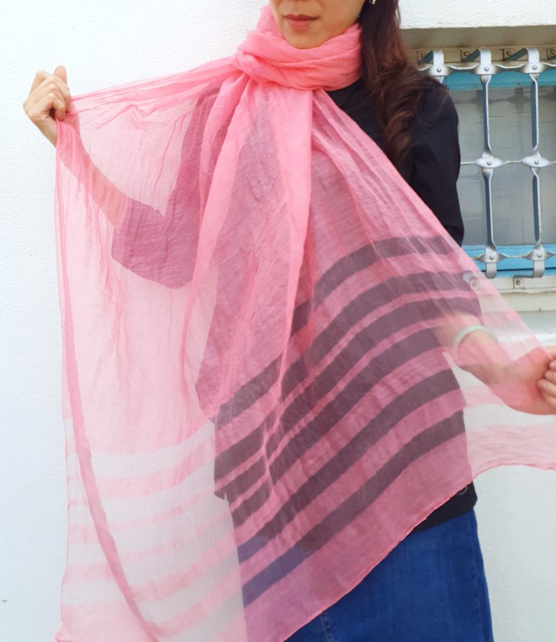 Peach powder face adds a good color silk hair towel - Scarves - Silk Pink