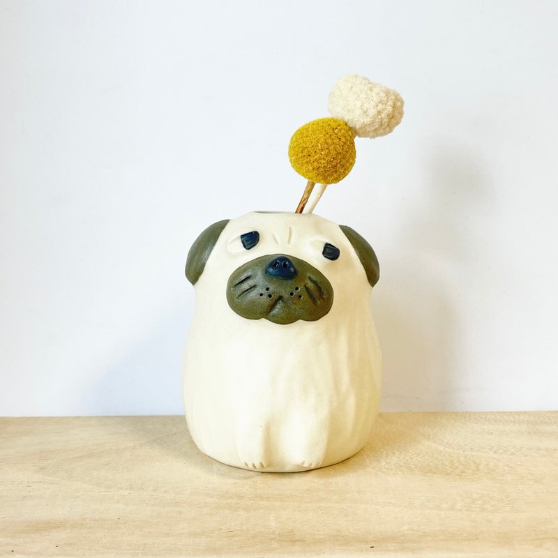 Pug vase - เซรามิก - ดินเผา ขาว