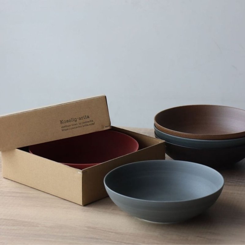 Nichijo Series Round Bowl - จานและถาด - เครื่องลายคราม สีเทา