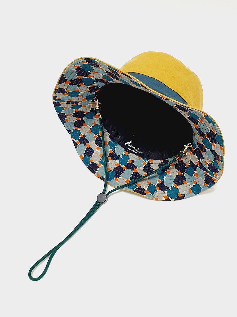 【HiGh MaLi】Fashionable mountain climbing hat/three-color stitching/yellow+green edge+color block fight# 防病装装 - Hats & Caps - Cotton & Hemp Yellow