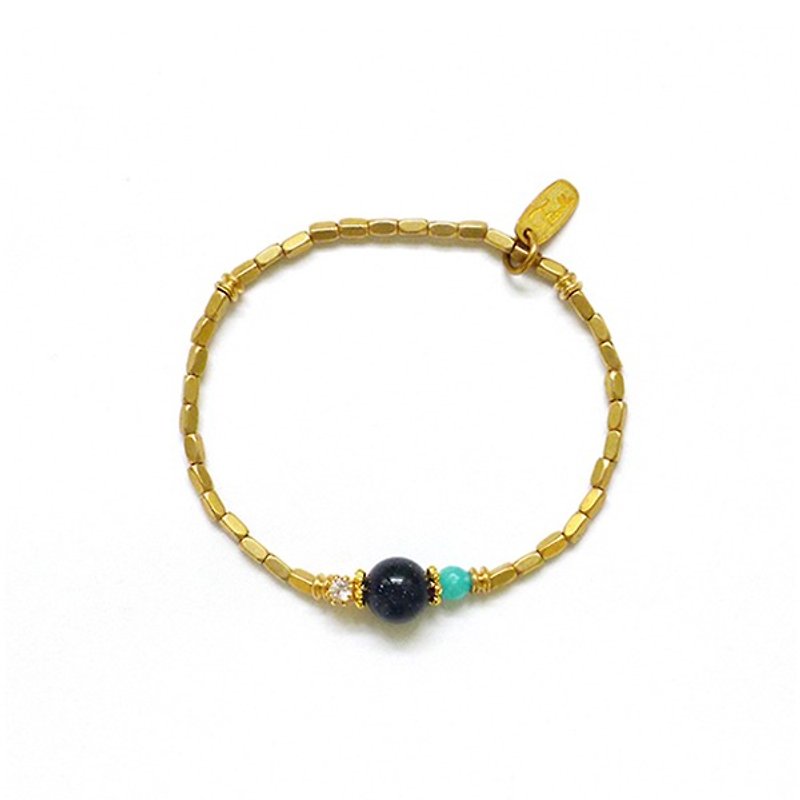 Ficelle | handmade brass natural stone bracelet | [Blue Sands] John Lennon's little mistress - Bracelets - Gemstone 