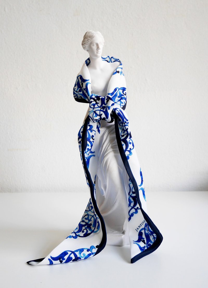 Bow knot 5×90 cm. Mosaique - 絲巾 - 聚酯纖維 藍色
