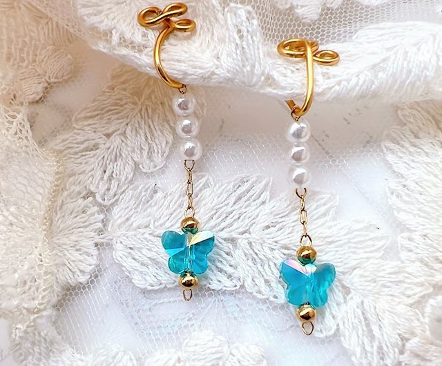 Teal clip on on sale earrings