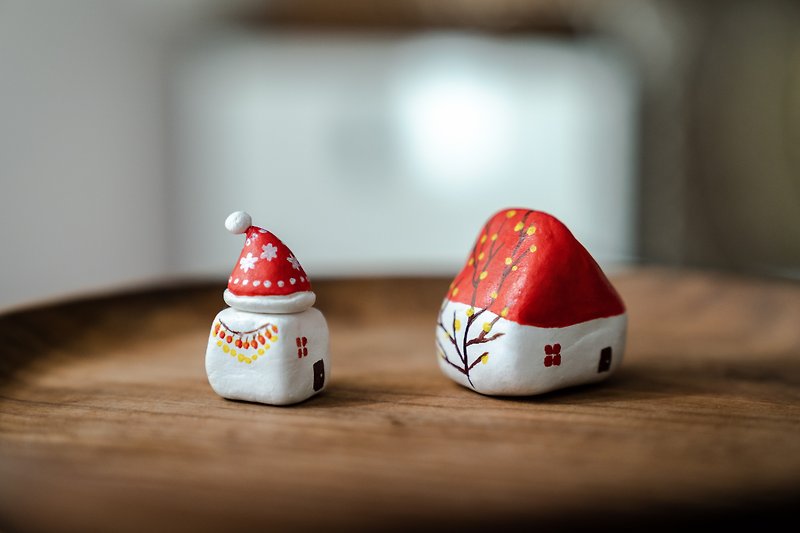【クリスマスギフトボックス】土の小さな家のデコレーション | クリスマススタイル | オリジナルハンドメイド商品 - 置物 - 粘土 