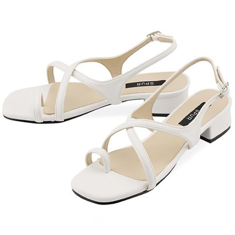 Pre-Order SPUR Toe ring cross strap OS9089 White - Sandals - Other Materials 