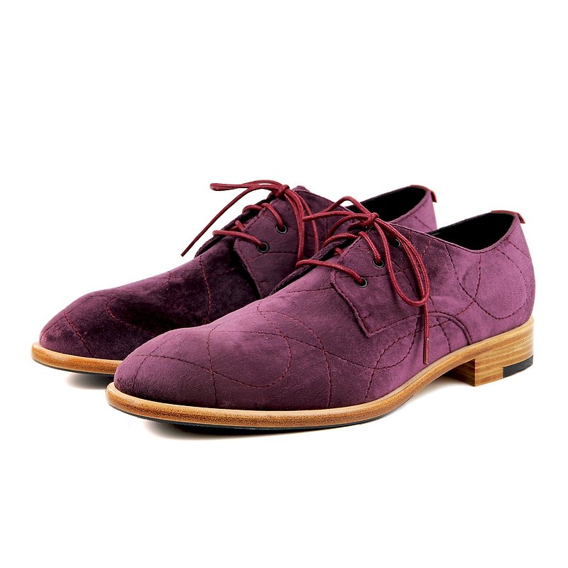 Derby shoes Edward M1170 Purple Velvet - รองเท้าหนังผู้ชาย - ผ้าฝ้าย/ผ้าลินิน สีม่วง