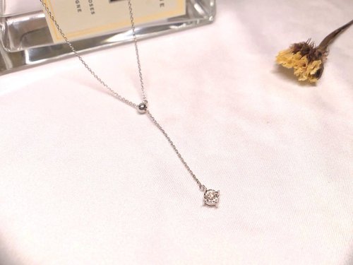 茉莉亞緹 Moriarty Jewelry 【Jewelry Ya 茱麗葉】伸縮墜 - Y字鍊 - 18K 白K金 小鑽項鍊