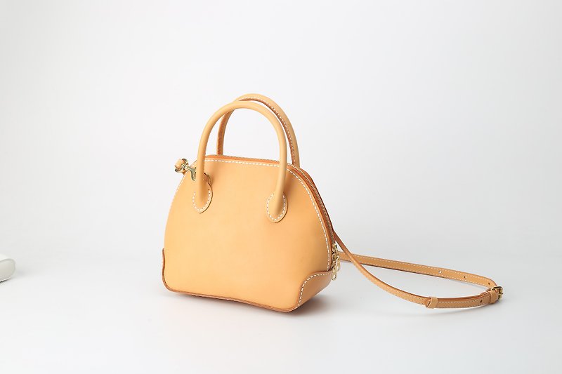 [Customer version] Shell bag handmade leather handbag chestnut yellow - Handbags & Totes - Genuine Leather Yellow