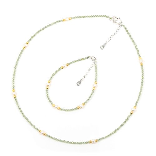 正佳珠寶 Gemsrich Jewelry 【正佳珠寶】天然淡水珍珠 極細綠磷灰 珍珠項鍊 珍珠手鍊