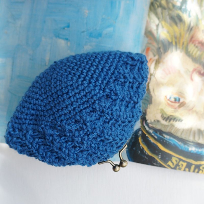 Ba-ba handmade Pattern knitted pouch No.C1703 - 化妝包/收納袋 - 其他材質 藍色