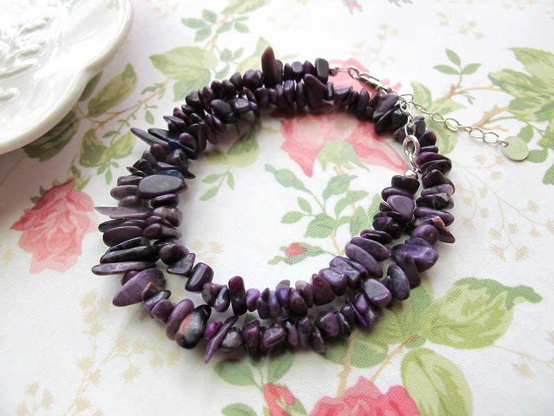 [Cure Stone] Shu Qi Shi Shishi (Double Circle Bracelet) - Handmade Natural Stone Series - Bracelets - Crystal Purple
