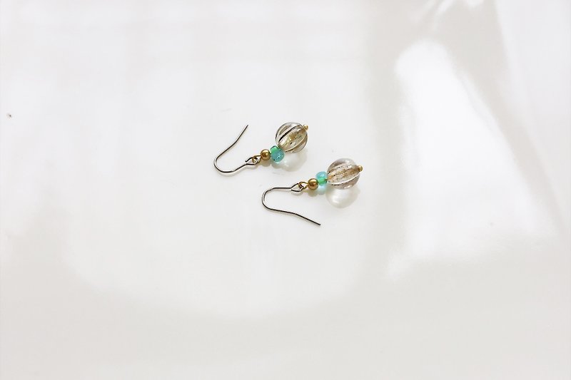 發光體 玻璃串珠造型耳環 - 耳環/耳夾 - 寶石 銀色