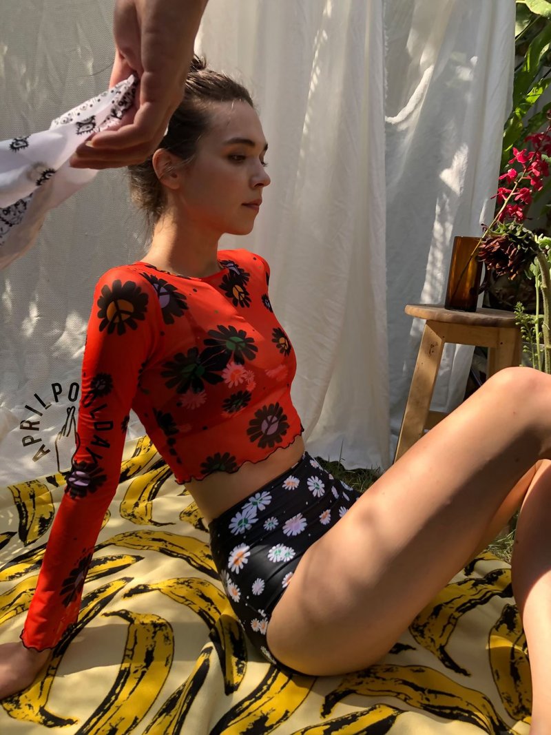 Aprilpoolday / Daisies Tattoo / Orange - 女上衣/長袖上衣 - 其他材質 橘色