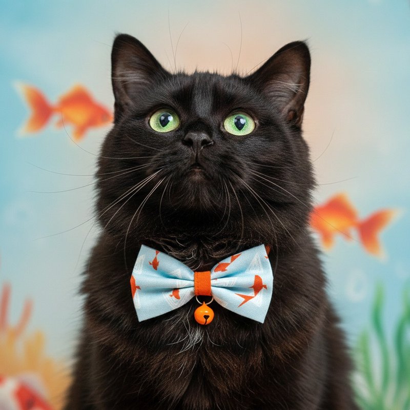 金魚款 蝴蝶結寵物裝飾項圈 貓咪 小型犬 迷你犬 - 項圈/牽繩 - 棉．麻 橘色