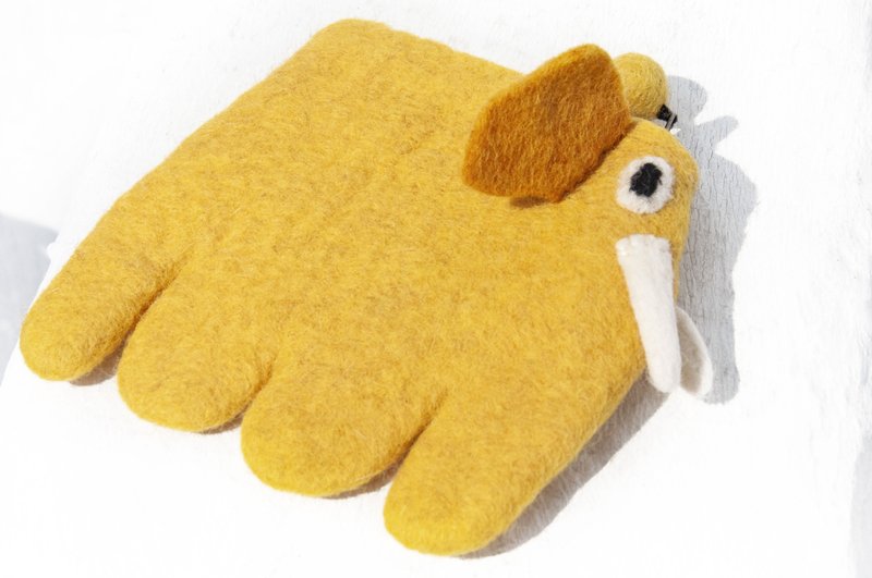 悠遊卡套 羊毛氈化妝包 airpods收納包 手機袋 羊毛氈手機-黃大象 - 化妝包/收納袋 - 羊毛 多色