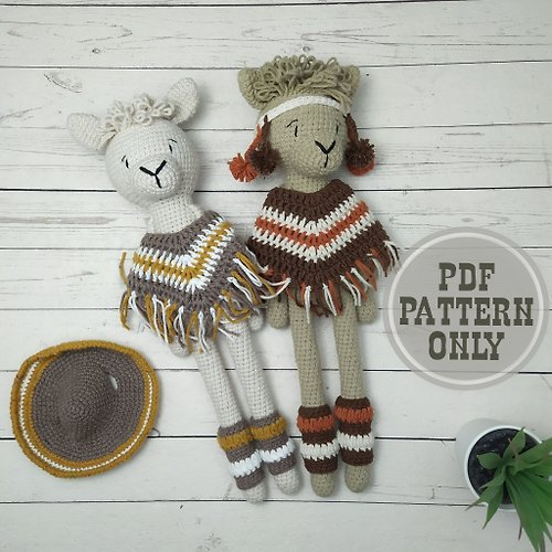 Amigurushka Alpaca Plush amigurumi PATTERN - Crochet animals stuffed llama for baby shower