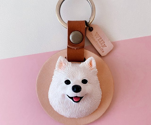 Q版狐狸犬犬皮革鑰匙圈 免費刻印英文字 設計館willy Handmade 鑰匙圈 鑰匙包 Pinkoi
