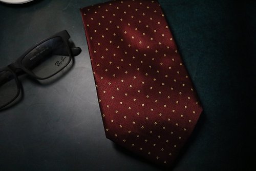 壞紳士 紅色波點桑蠶絲領帶婚禮禮服宴會necktie