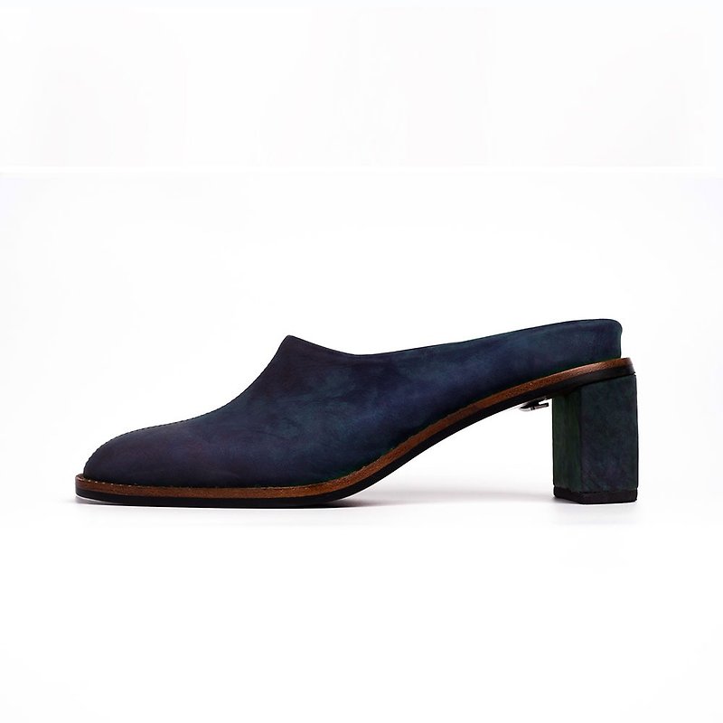 NOUR 5.5 Hertz Mule - Prussian Blue - รองเท้าส้นสูง - หนังแท้ สีน้ำเงิน