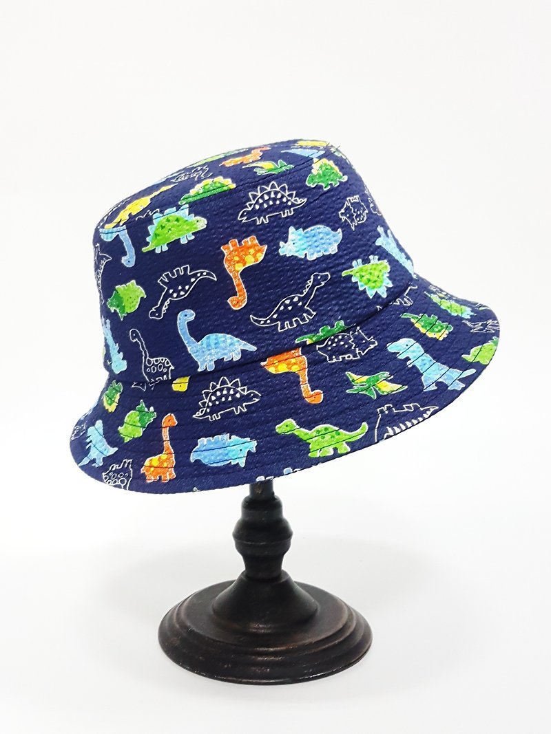 Classic Fisherman's Cap - [Cretaceous Q dragons (blue)] # # Street Youth # # Four seasons good partners # limited fashion accessories # Fisherman hat # Dinosaurs - หมวก - ผ้าฝ้าย/ผ้าลินิน สีน้ำเงิน