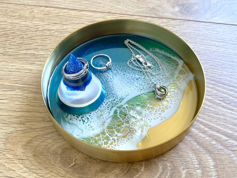 Stainless Steel Display Tray, Turquoise Ocean, Wedding Gift, Home Gift - 擺飾/家飾品 - 不鏽鋼 藍色